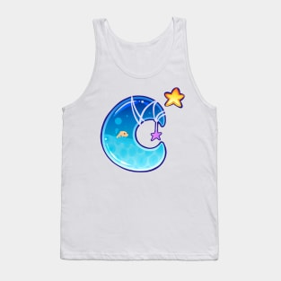 Blue Moon with water and stars Tank Top